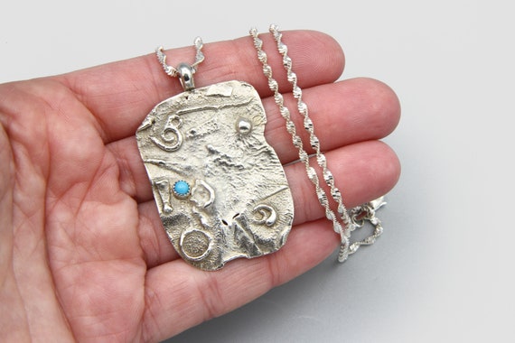 Sterling Abstract Pendant Necklace, 925 Silver Br… - image 2