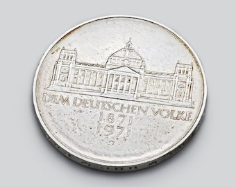 1971年ドイツ銀貨5マルク、5ドイツマルク硬貨、純度625の銀貨