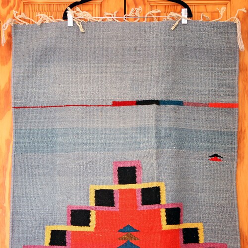 Blue Red Southwestern Throw Rug, 58.5