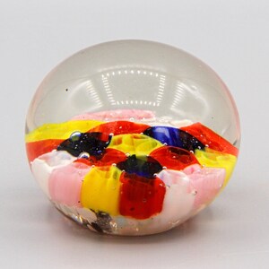 Millefiori Cane Art Paperweight, Small Multi Color Honeycomb Glass, Handmade Glass Ball, Colorful Glass Flowers, Rainbow Floral Paperweight image 3