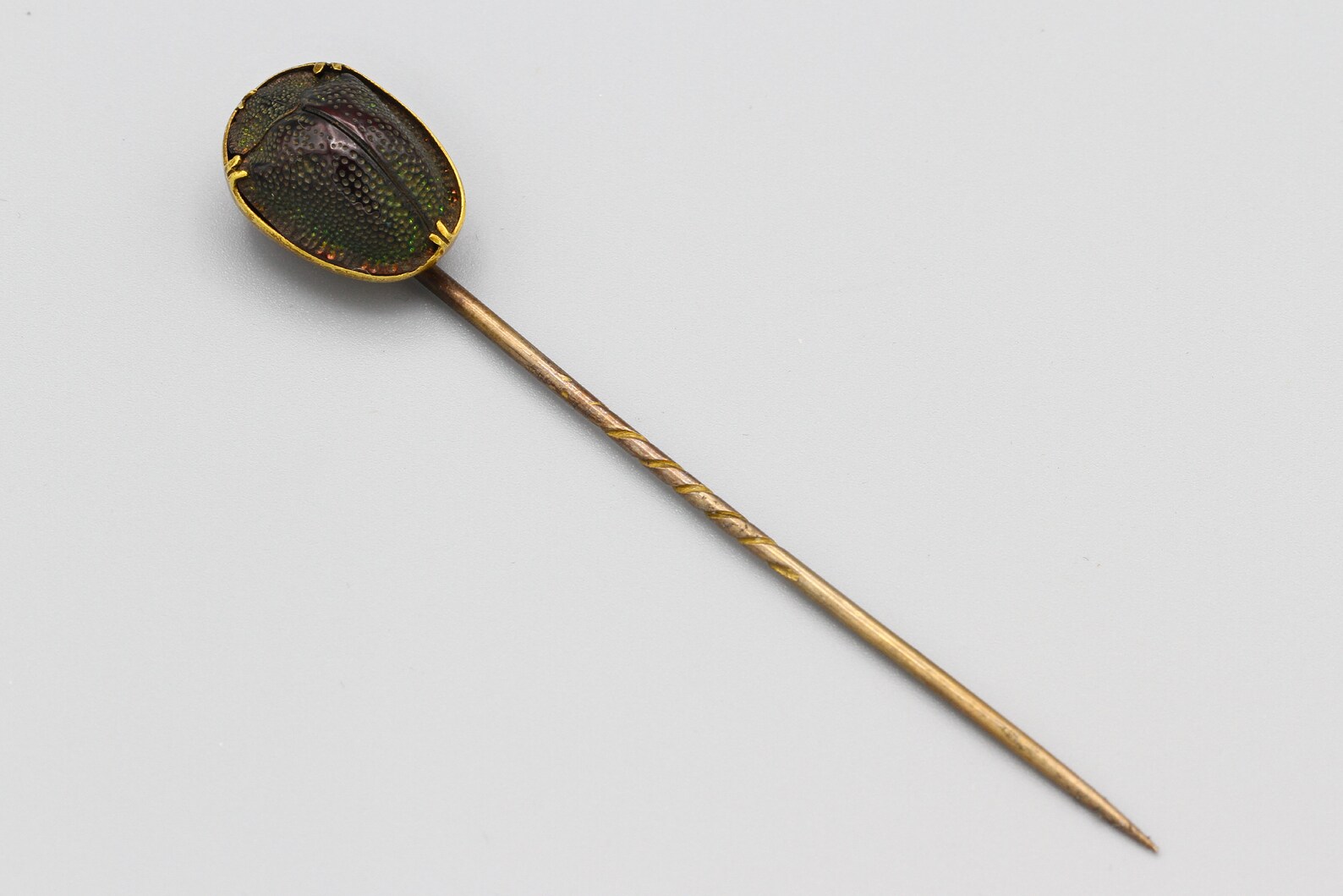 Green Beetle Art Deco Stick Pin Beetle and Gold Pin Yellow Etsy