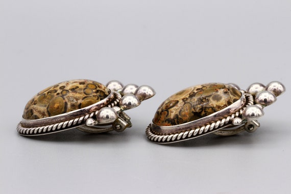 Leopard Skin Earrings, Modernist Taxco Mexico, Ja… - image 2