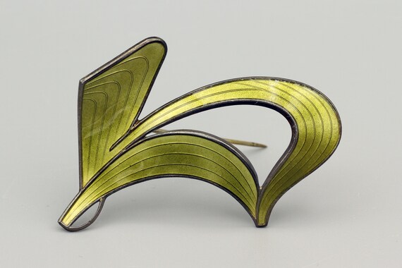 Guilloche Enamel Sterling Pin Norway Mid Century Modern