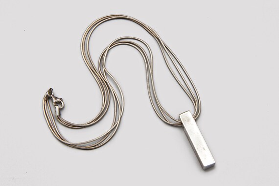 Sterling Snake Necklace With Solid Silver Bar Pen… - image 4
