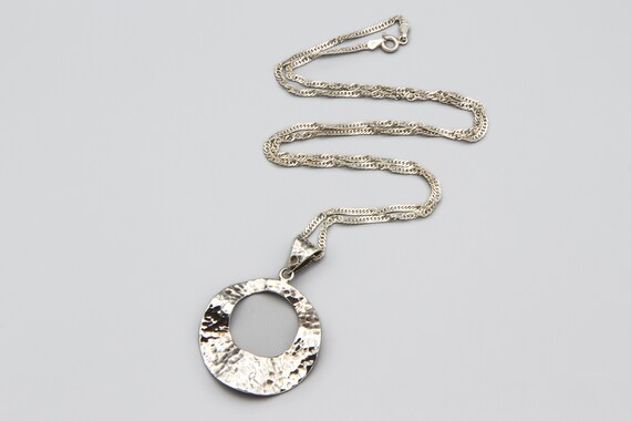 Minimalist Curvy Pendant Necklace, Hammered Sterl… - image 4