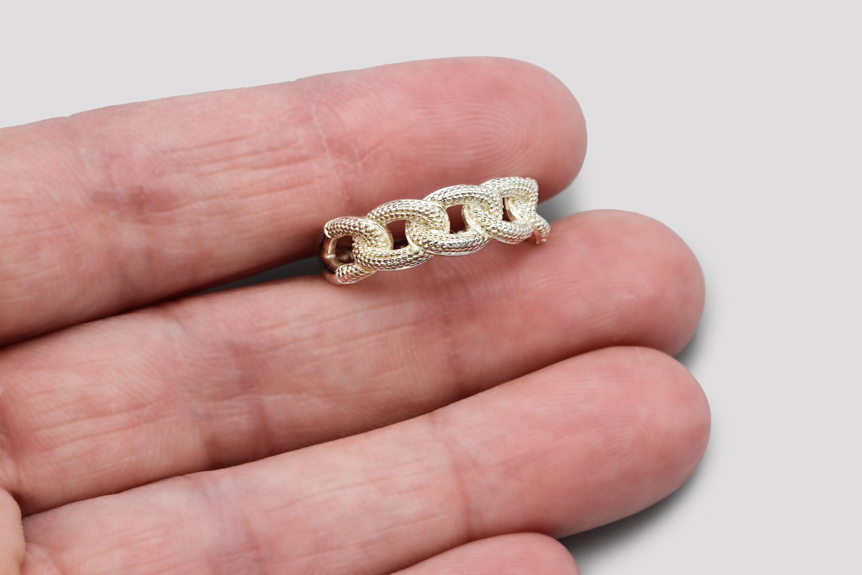 Sterling Looped Twisted Rope Design Ring Size 7.25, 925 Silver 