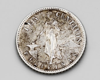 1944年 10センタボ・フィリピナス、750銀貨、フィリピンの通貨、旧世界