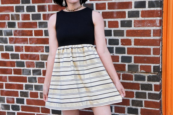 Cotton Blend Striped Mini Dress Size 