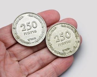 Par raro de monedas israelíes de 250 Pruta de 1949, moneda de plata de 500, moneda de Oriente Medio, moneda extranjera, recuerdos judíos, monedas antiguas de Israel
