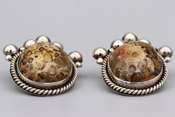 Leopard Skin Earrings, Modernist Taxco Mexico, Ja… - image 6