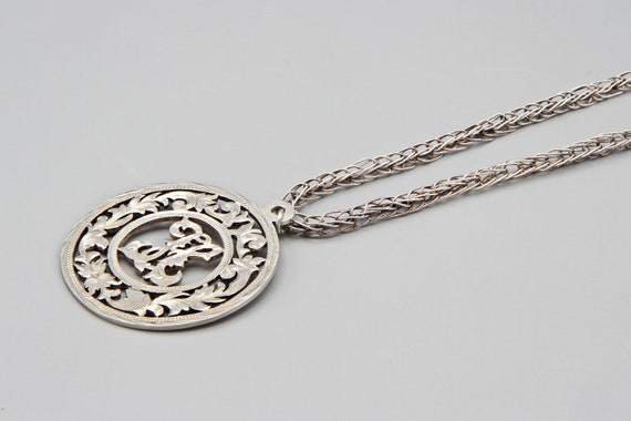 Extra Large Etched Sterling Initial H Pendant Nec… - image 8