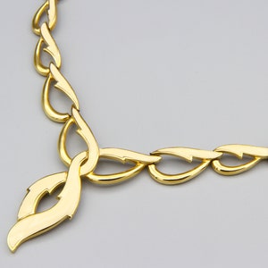 Monet geëmailleerde schakelketting, goud en crème geëmailleerde schakelketting, goudkleurige modernistische ketting, vintage jaren 1960 Amerikaanse sieraden