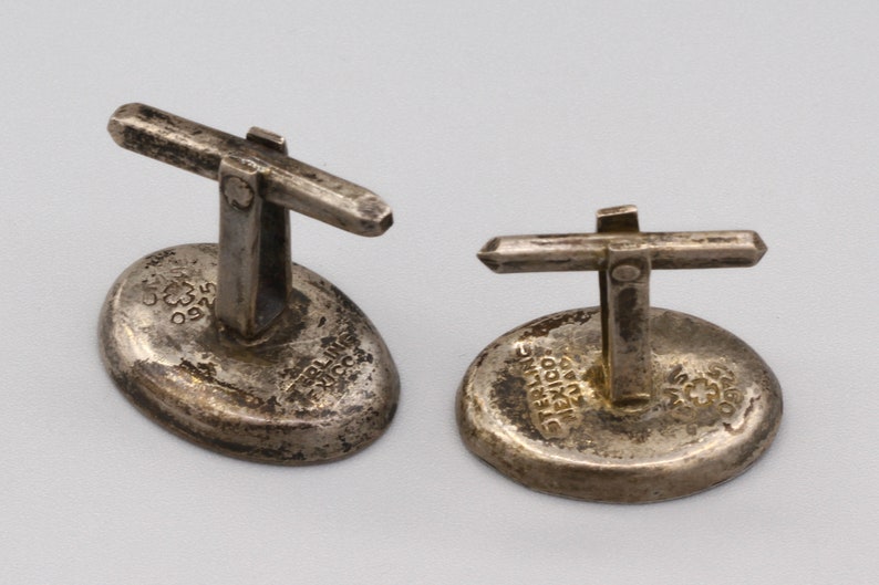 La Siesta Mexican Jewelry Southwestern Sterling Mens Cuff Links Man With Hat Handmade Cufflinks Taxco Pre Eagle CMS Shadow Box Cufflinks