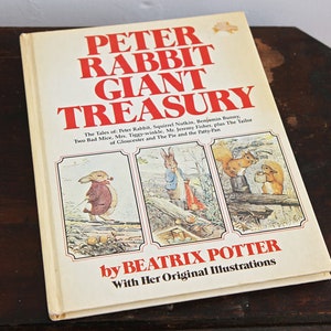 Vintage 1980s Peter Rabbit Book, Peter Rabbit Giant Treasury By Beatrix Potter, Hardcover Illustrated Childrens Book, Colorful Illustrations