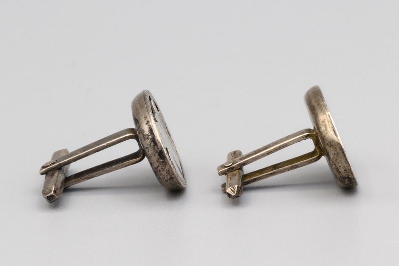 La Siesta Mexican Jewelry Southwestern Sterling Mens Cuff Links Man With Hat Handmade Cufflinks Taxco Pre Eagle CMS Shadow Box Cufflinks