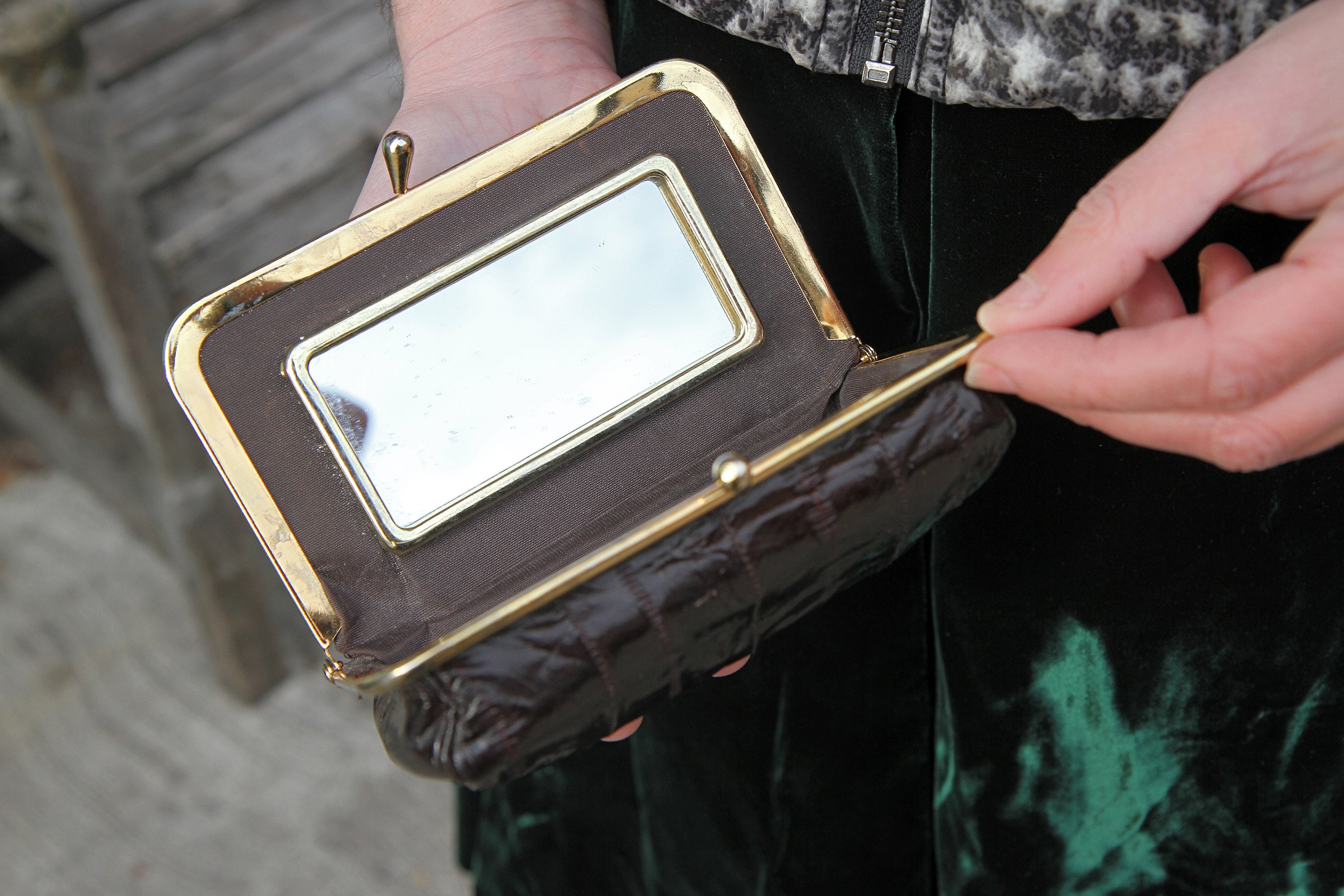 Small Puffy Purse With Mirror Luxurious Womens Wallet Etsy