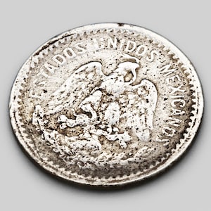 Mexican 10 Centavos Coin 1905, 800 Silver Coin, Estados Unidos Mexicanos, High Grade Coin, National Arms With Eagle And Cactus, Liberty Cap