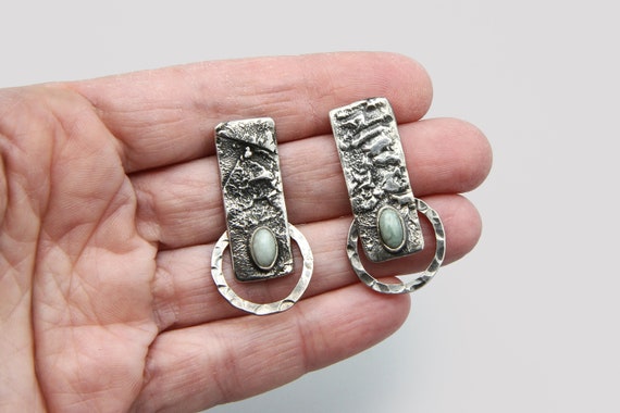 RARE Reticulated Sterling Brutalist Earrings, 950… - image 2