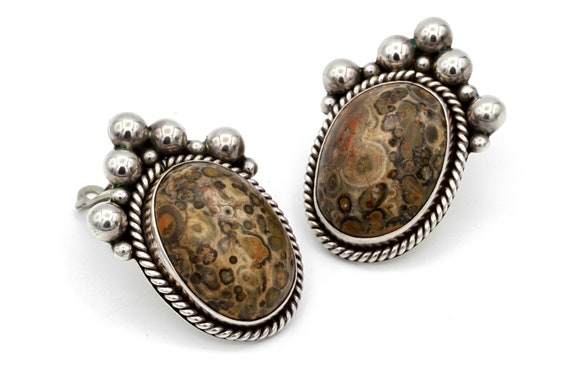 Leopard Skin Earrings, Modernist Taxco Mexico, Ja… - image 10