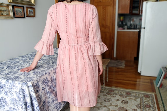 Pink And Red Cotton Floral Dress Size XS, Flowers… - image 2