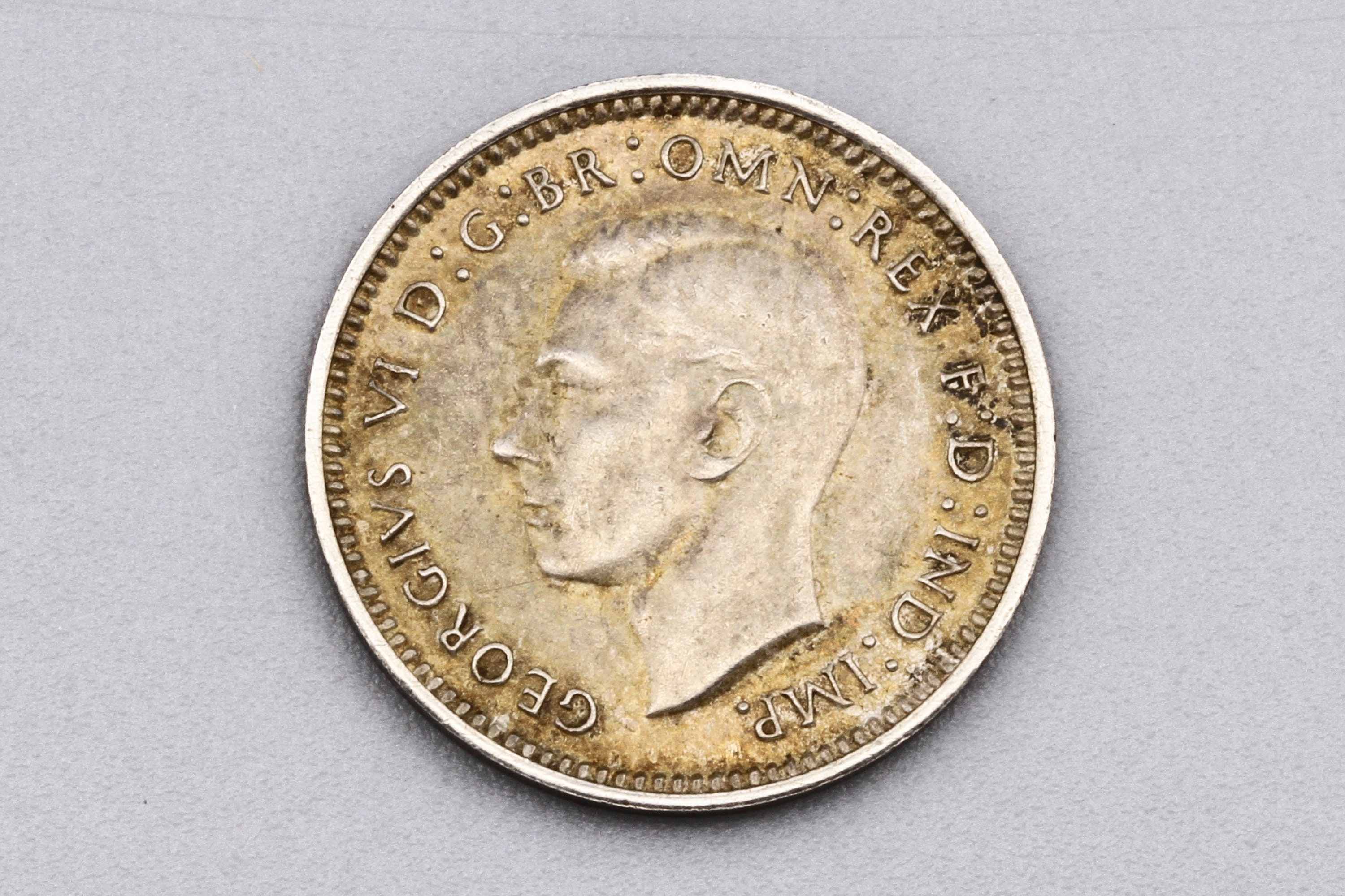 オーストラリア 3ペンス 1943 D、イギリス 925 銀貨、国王ジョージ6世