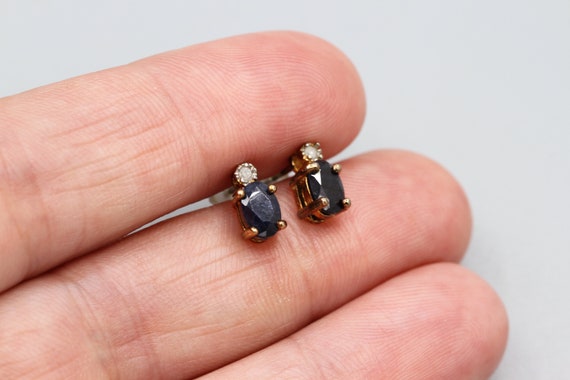 Sapphire And 18k Gold Over Sterling Silver Stud E… - image 1