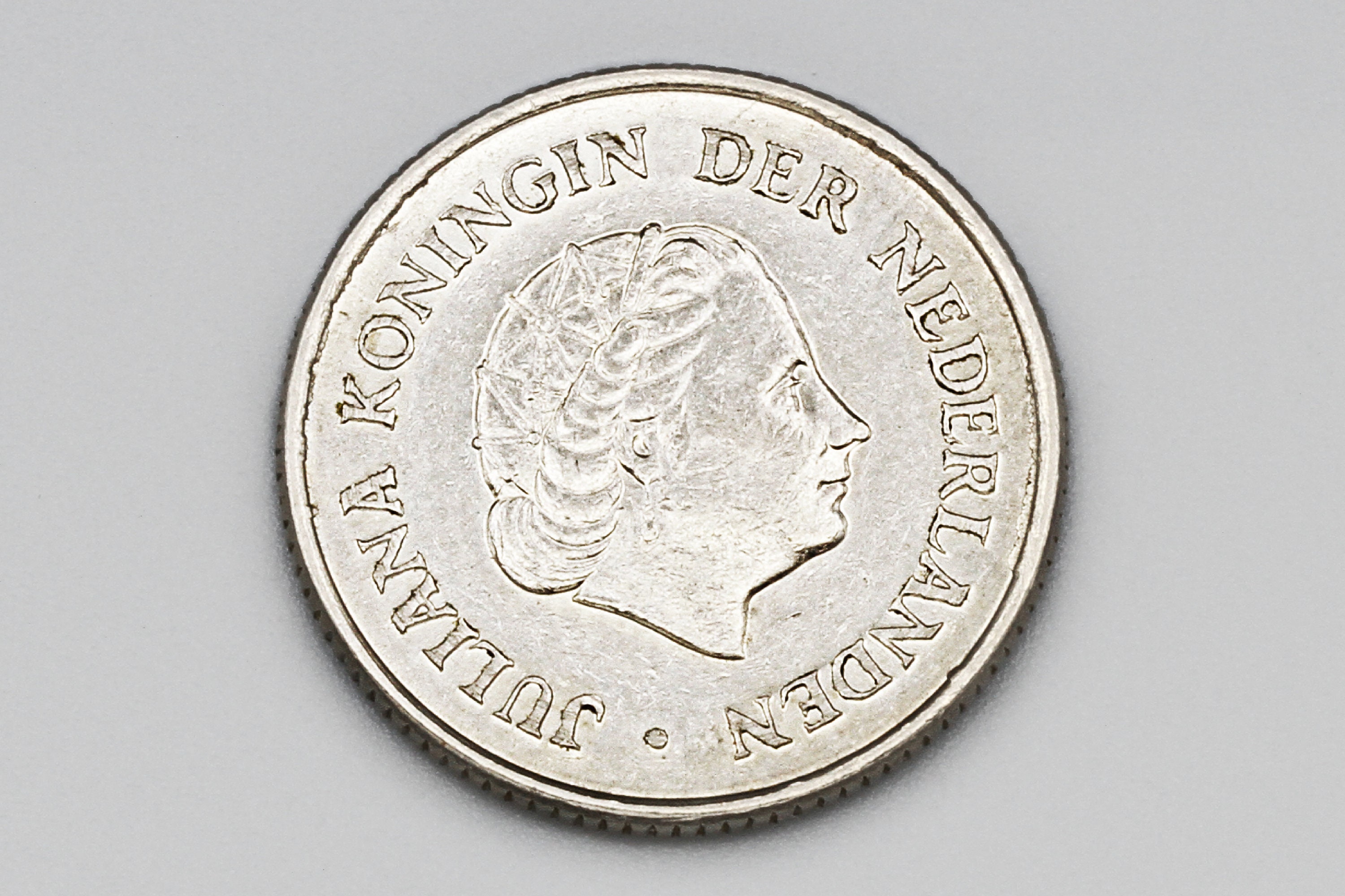 オランダ 25セント硬貨 1970年、ニッケル硬貨、ユリアナ女王、オランダ