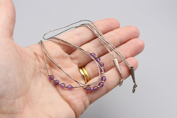 Liquid Silver Amethyst Three strands Necklace, Mu… - image 8