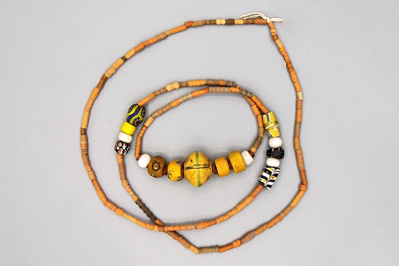 Antique 1800s African Beads Collection Ancient Terracotta Beads Necklace Mali Tombs Clay Beaded Necklace West African Multicolor Jewelry