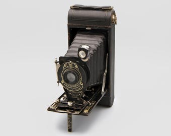 木製の折りたたみ式大判フィルムカメラ コダック 4a 折りたたみ式大判 126 ロールフィルムカメラ - 1906 年