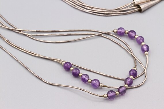 Liquid Silver Amethyst Three strands Necklace, Mu… - image 10