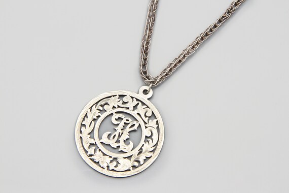 Extra Large Etched Sterling Initial H Pendant Nec… - image 9