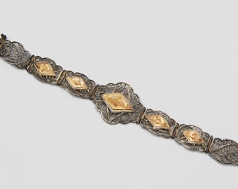 Vintage 1940s Made in Egypt Filigree Bracelet, 800 Sterling