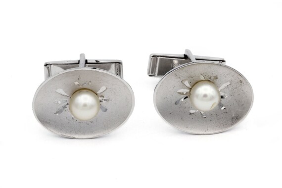 Mens Pearl CuffLinks, Nautical Jewelry, 925 Sterli