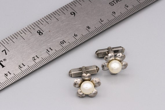 Sterling Silver And Cultured Pearl Cufflinks, Dim… - image 4