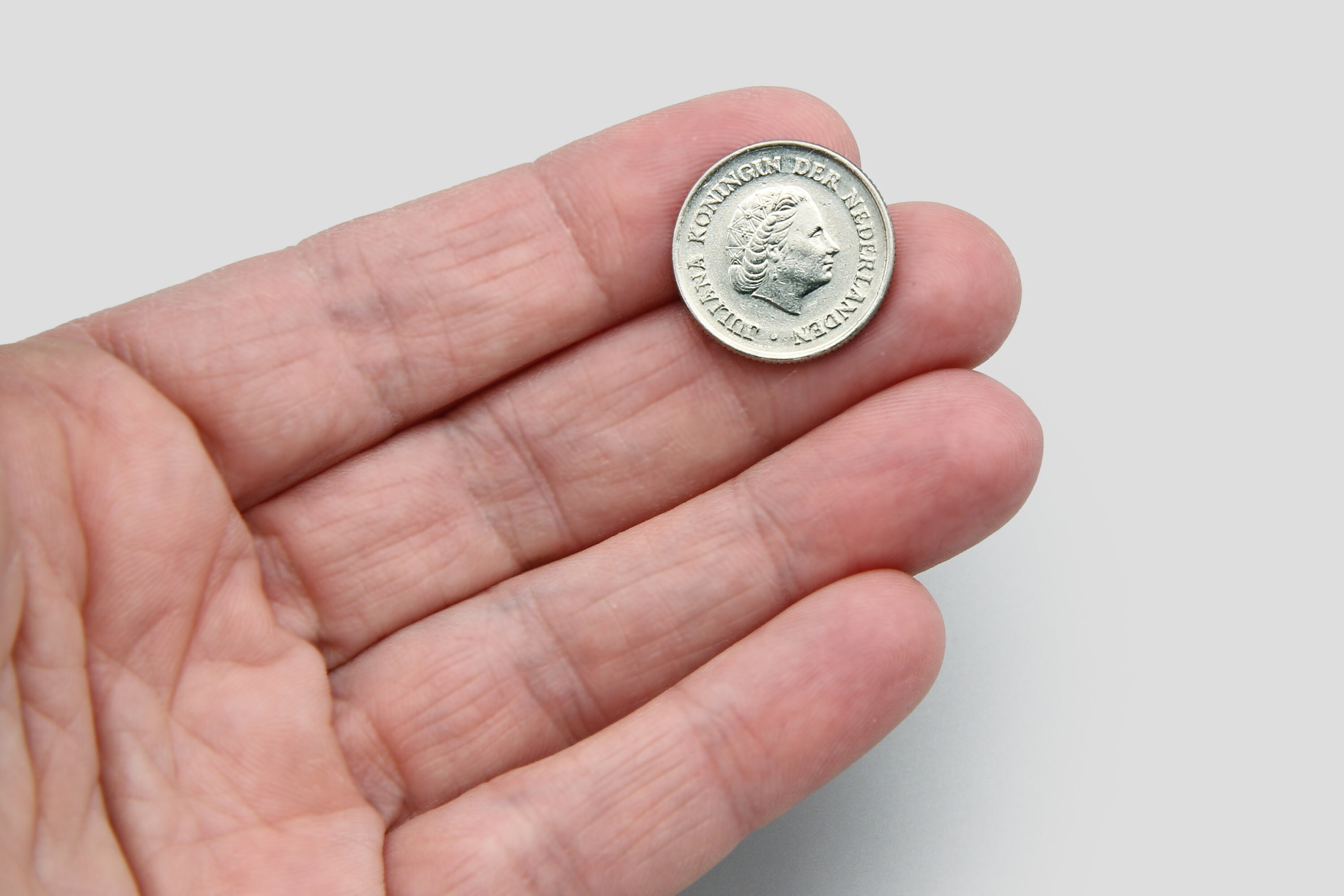 オランダ 25セント硬貨 1970年、ニッケル硬貨、ユリアナ女王、オランダ