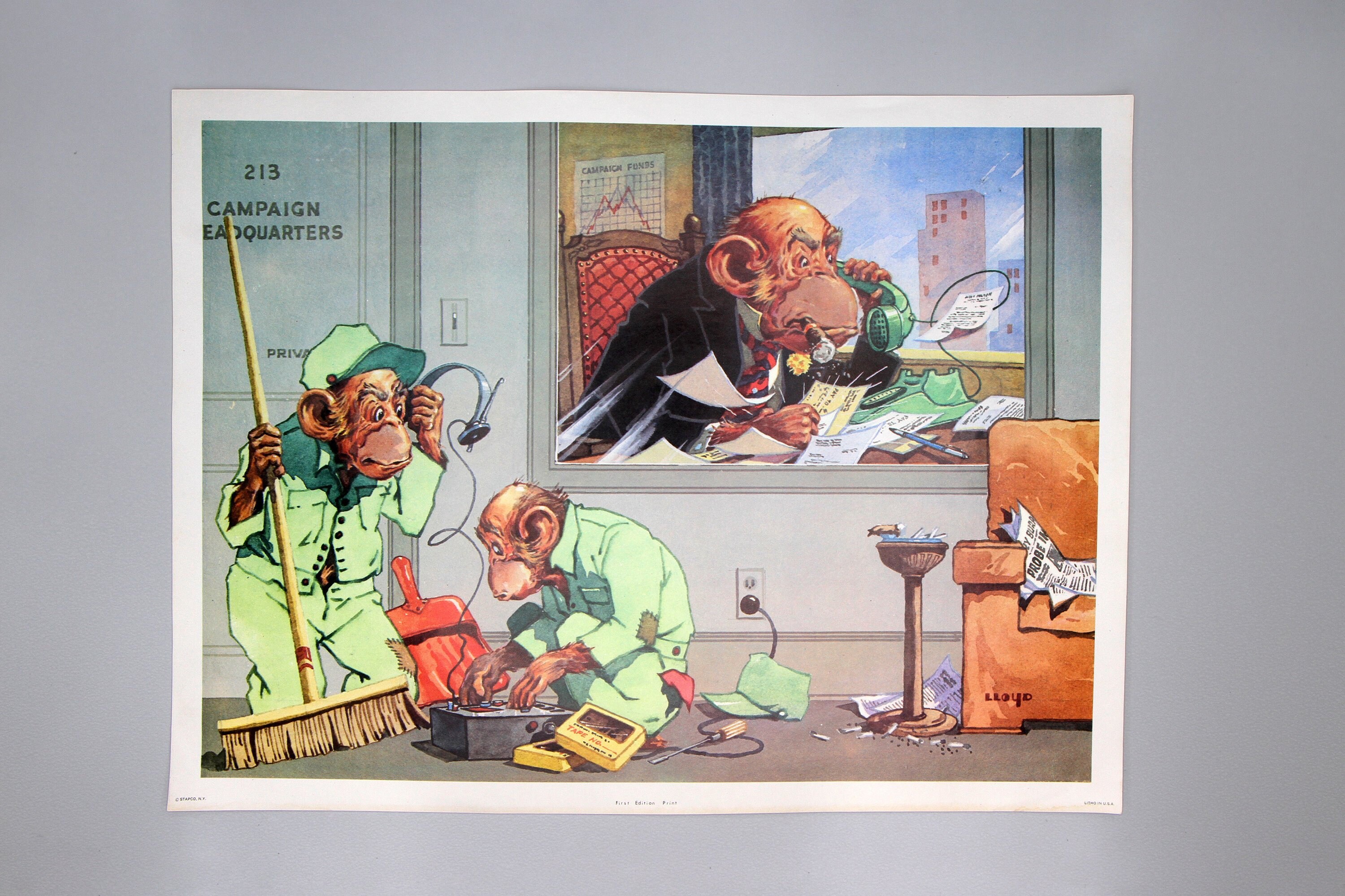 Retro Office Wall Decoration Funny Monkey Art Colorful Etsy