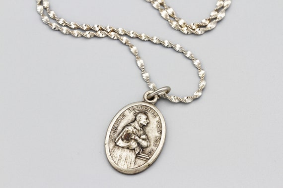 Silver Plated Catholic Prayer Medal Charm Pendant… - image 1