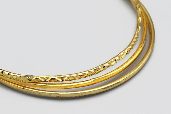 3 Gold Plated Bangles, Thin Gold Metal Bracelets,… - image 4