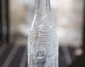 Antique Pepsi Cola Glass Bottle, Vintage 1940s Clear Glass Soda Pop Beverage, Swirl Embossed Bottle, 1948 Textured Glass Bottle, Found In NY