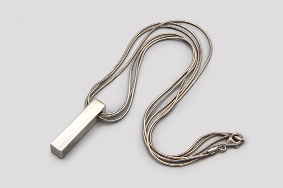 Sterling Snake Necklace With Solid Silver Bar Pen… - image 3