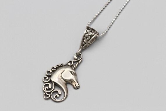 Magical Unicorn Small Pendant Necklace, Open Scro… - image 1
