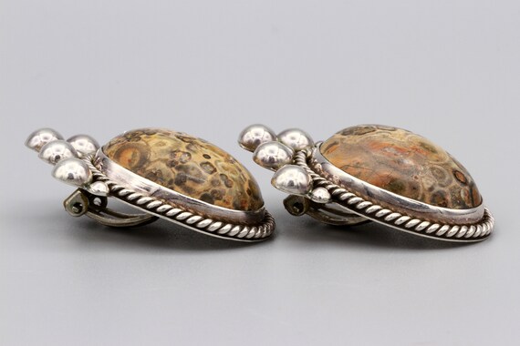Leopard Skin Earrings, Modernist Taxco Mexico, Ja… - image 9