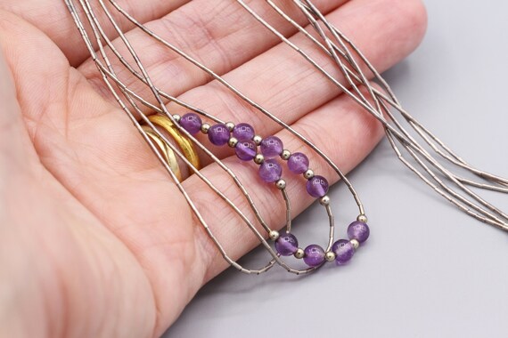 Liquid Silver Amethyst Three strands Necklace, Mu… - image 4