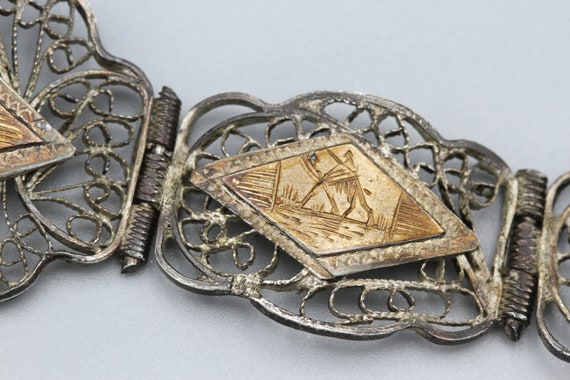 Vintage 1940s Made in Egypt Filigree Bracelet, 80… - image 10