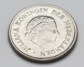 オランダ 25セント硬貨 1970年、ニッケル硬貨、ユリアナ女王、オランダ