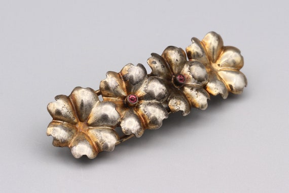 Sterling Silver Floral Hair Barrette Clip, Rose Go