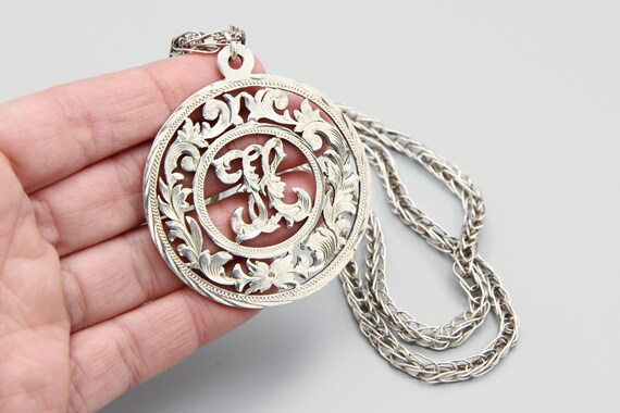 Extra Large Etched Sterling Initial H Pendant Nec… - image 6