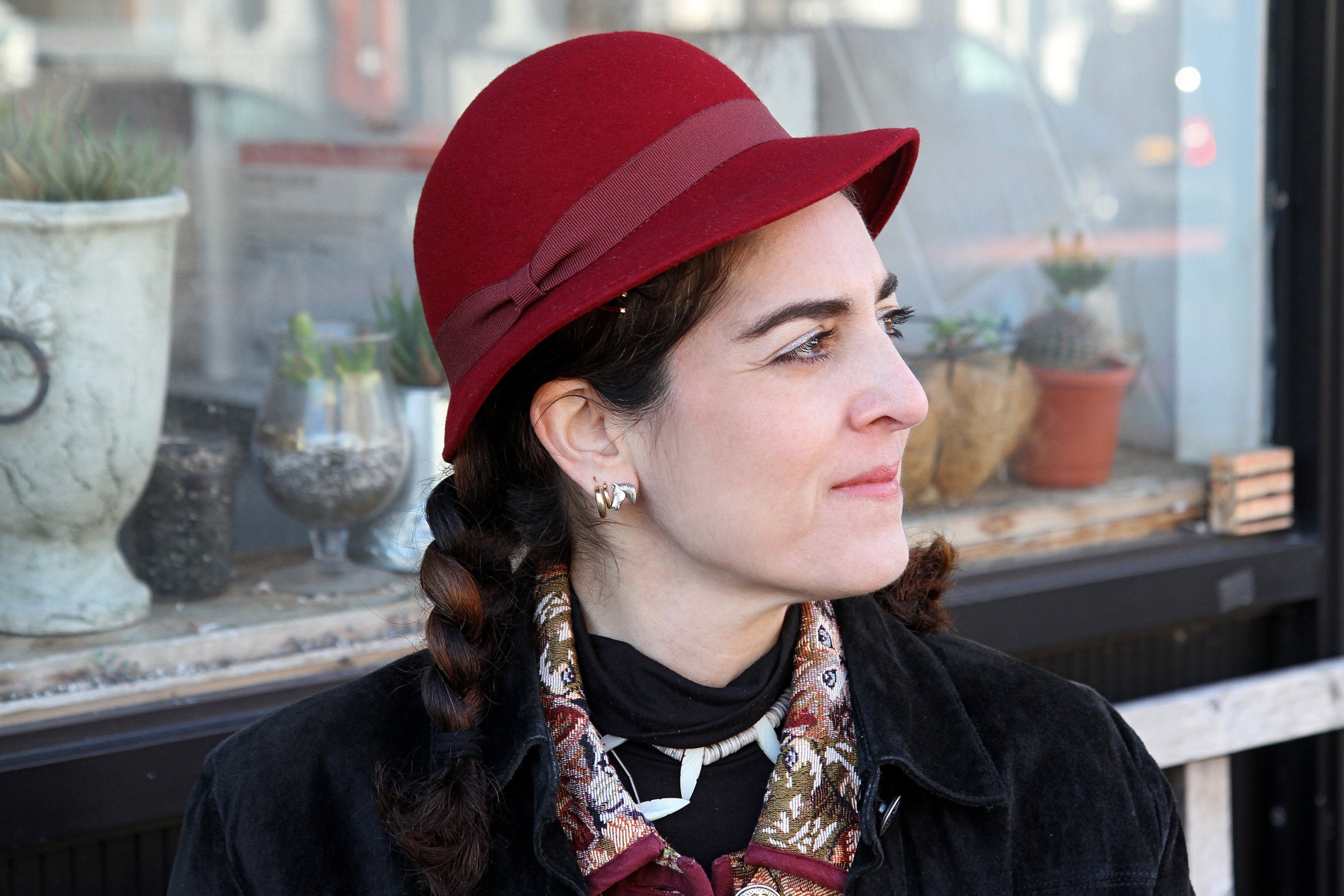 Burgundy Red Wool Hat Made in Italy 