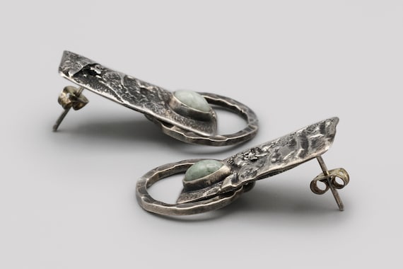 RARE Reticulated Sterling Brutalist Earrings, 950… - image 7